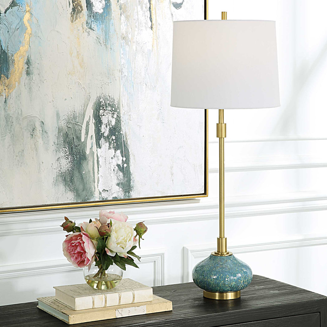 American Home Furniture Uttermost Kaimana Aged Blue Buffet Lamp