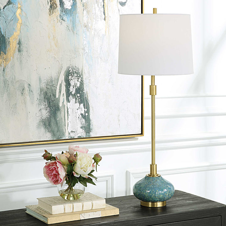 American Home Furniture Uttermost Kaimana Aged Blue Buffet Lamp