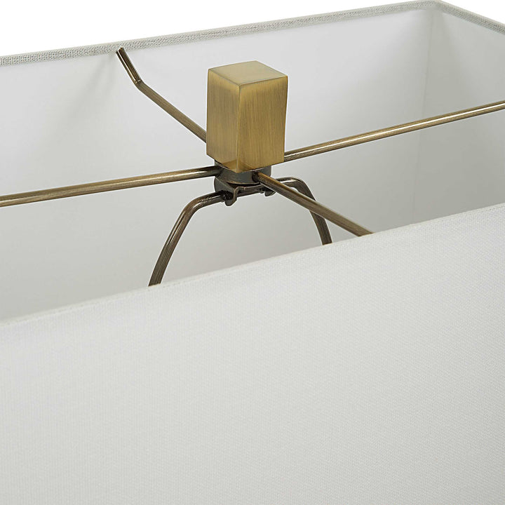 American Home Furniture Uttermost Arete Modern Brass Table Lamp