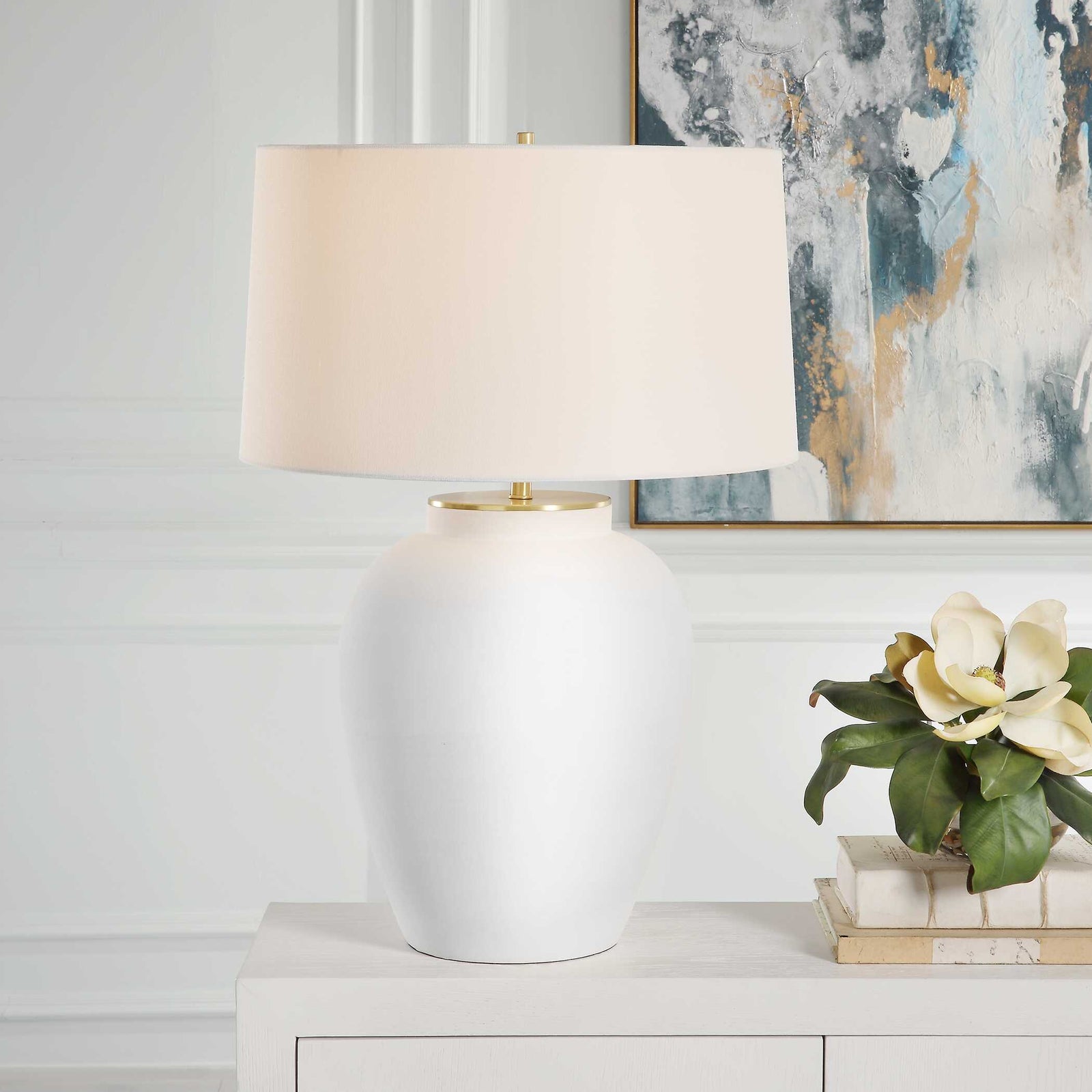 American Home Furniture Uttermost Adelaide White Table Lamp