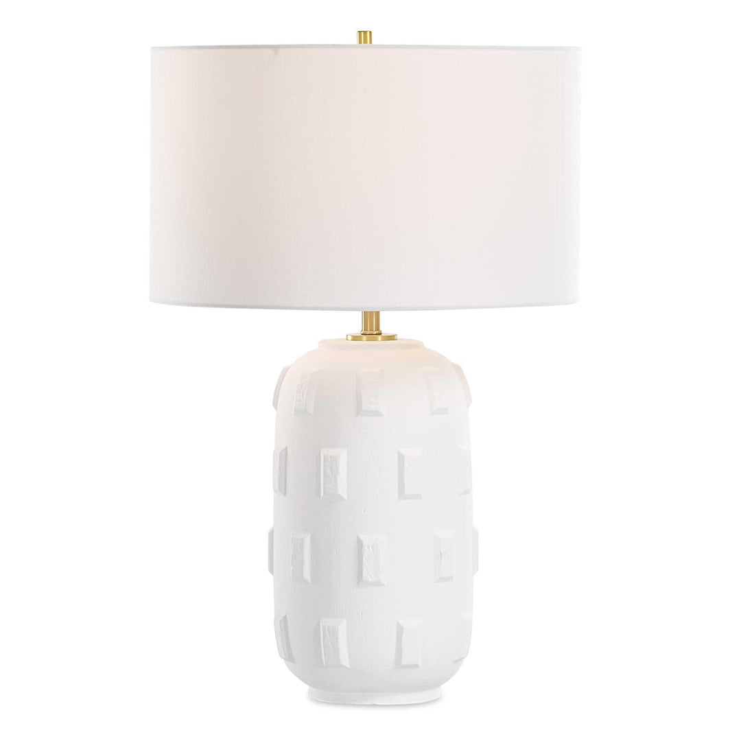 Emerie Textured White Table Lamp - AmericanHomeFurniture