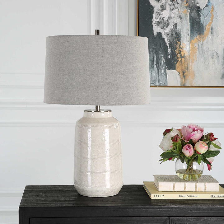 American Home Furniture Uttermost Odawa White Farmhouse Table Lamp
