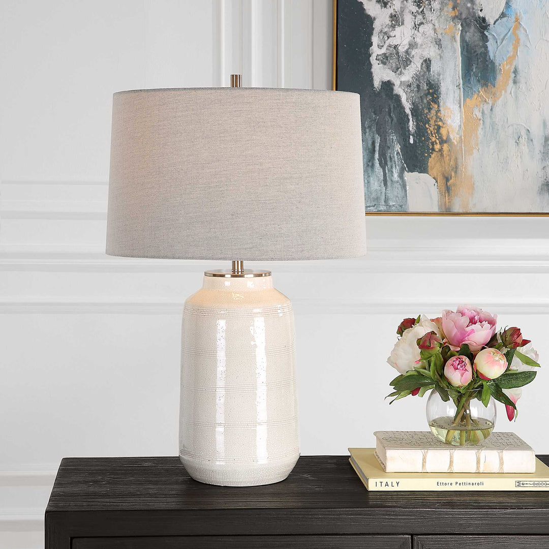 American Home Furniture Uttermost Odawa White Farmhouse Table Lamp
