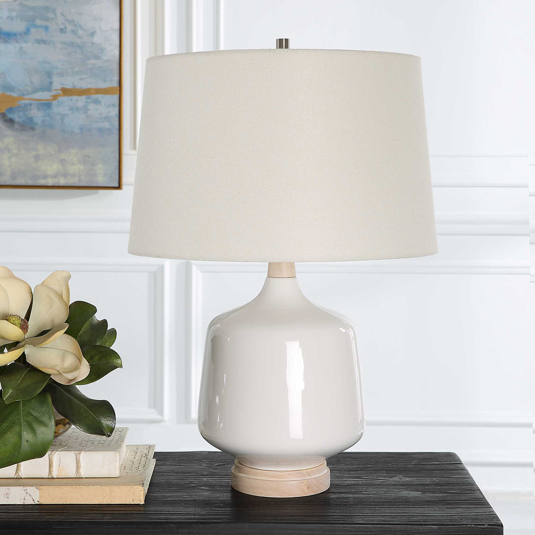 American Home Furniture Uttermost Opal Gloss White Table Lamp