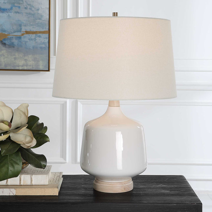 American Home Furniture Uttermost Opal Gloss White Table Lamp