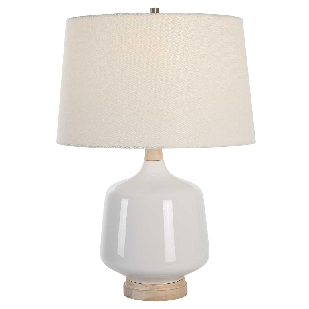 Opal Gloss White Table Lamp - AmericanHomeFurniture