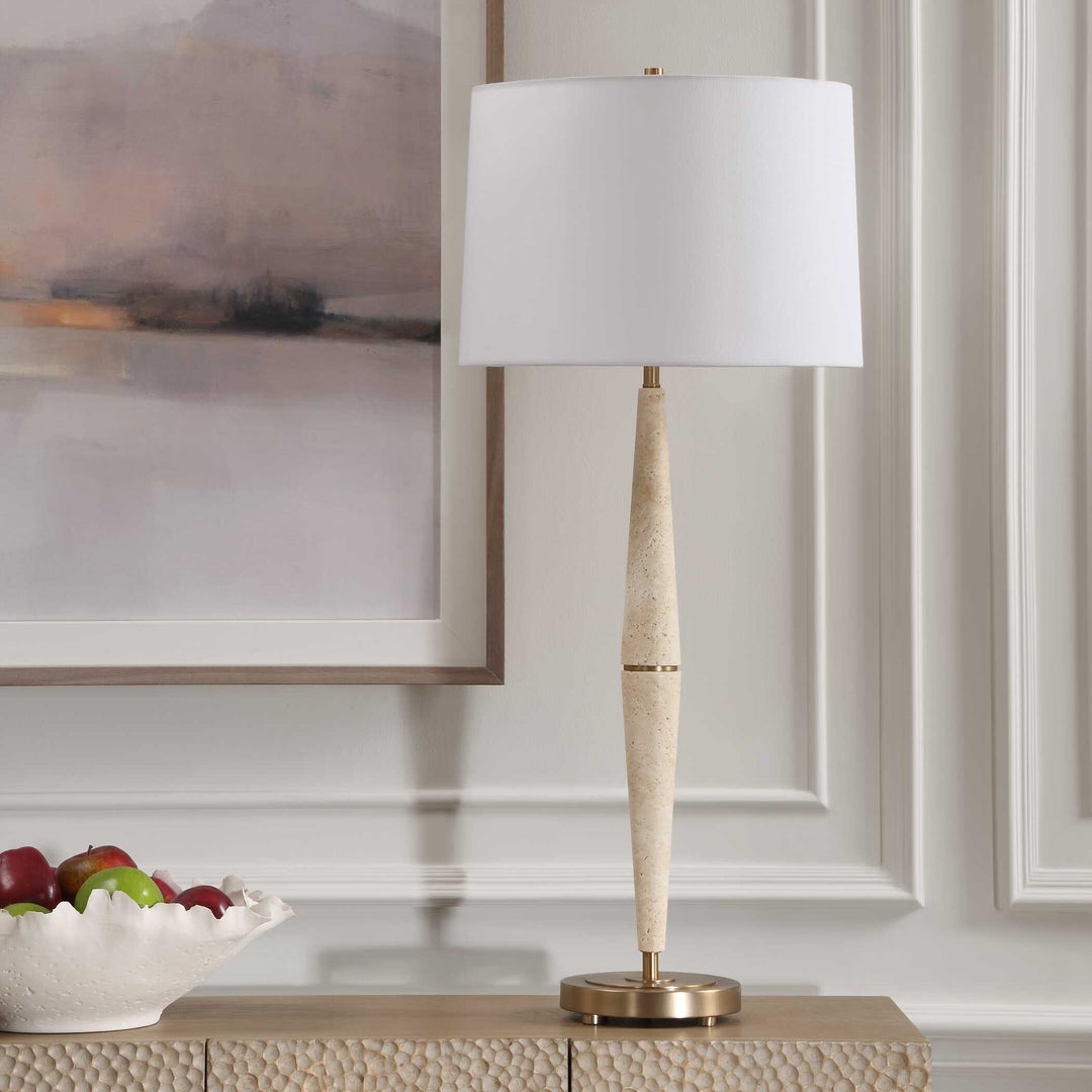 American Home Furniture Uttermost Palu Travertine Table Lamp