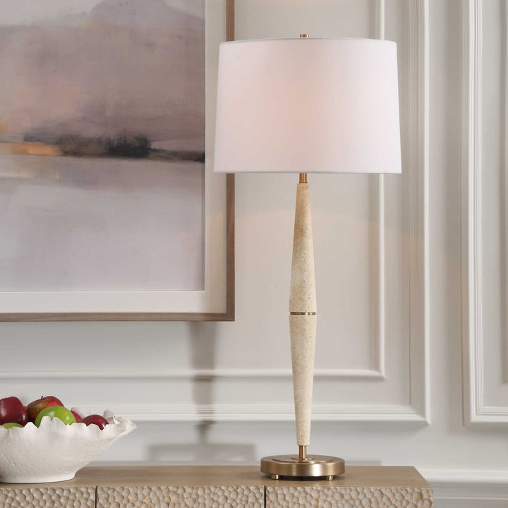 American Home Furniture Uttermost Palu Travertine Table Lamp