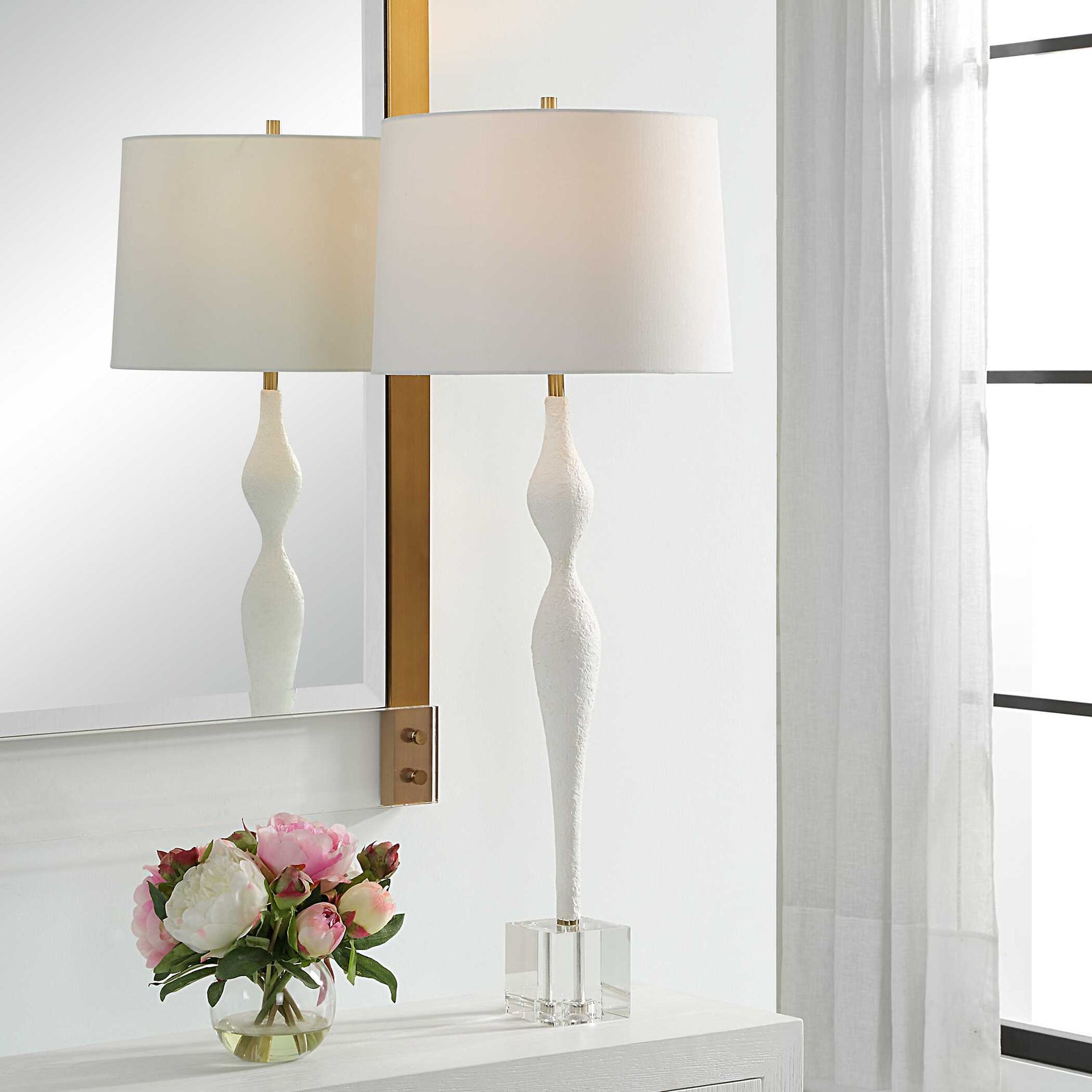 American Home Furniture Uttermost Helena Slender White Table Lamp