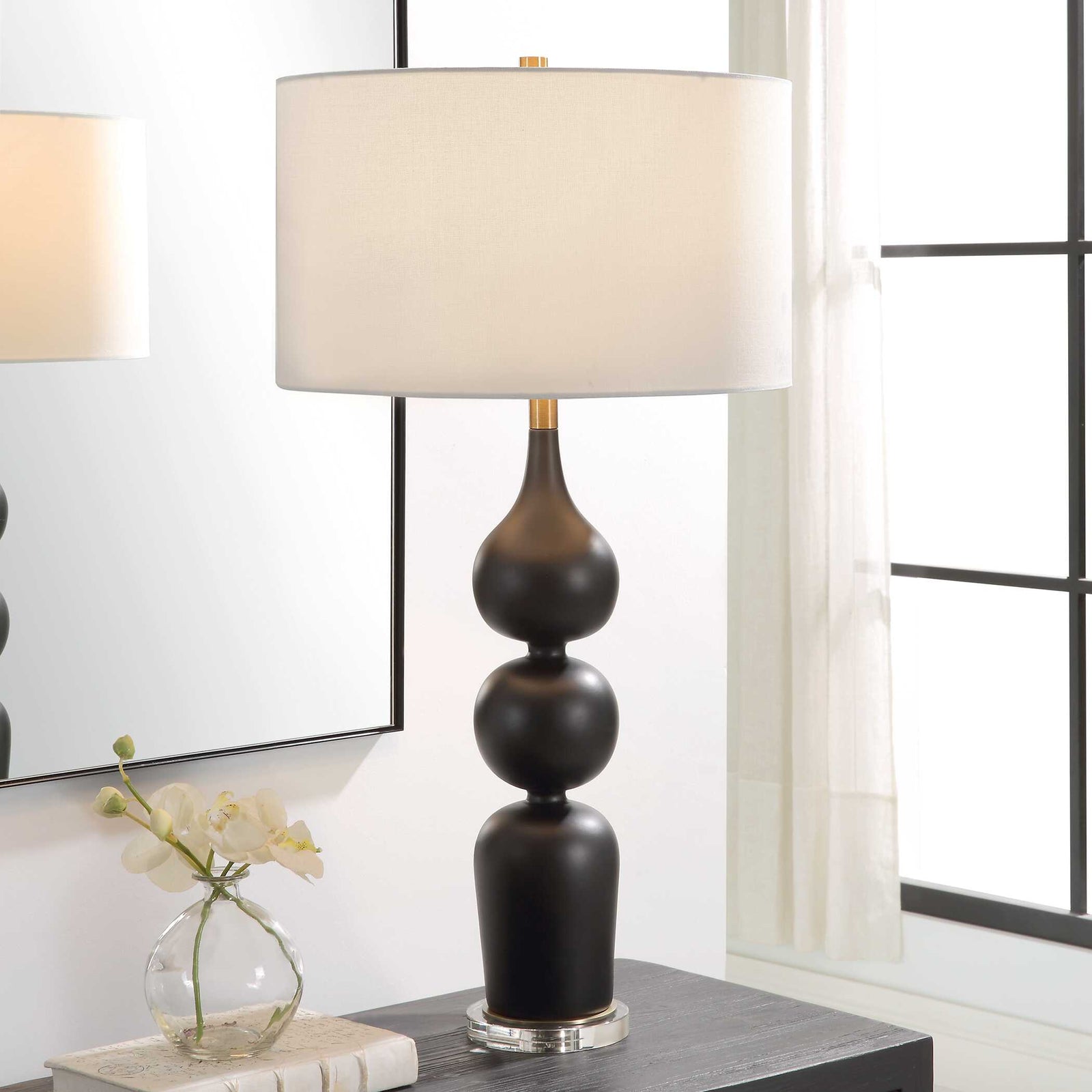 American Home Furniture Uttermost Caviar Black Table Lamp