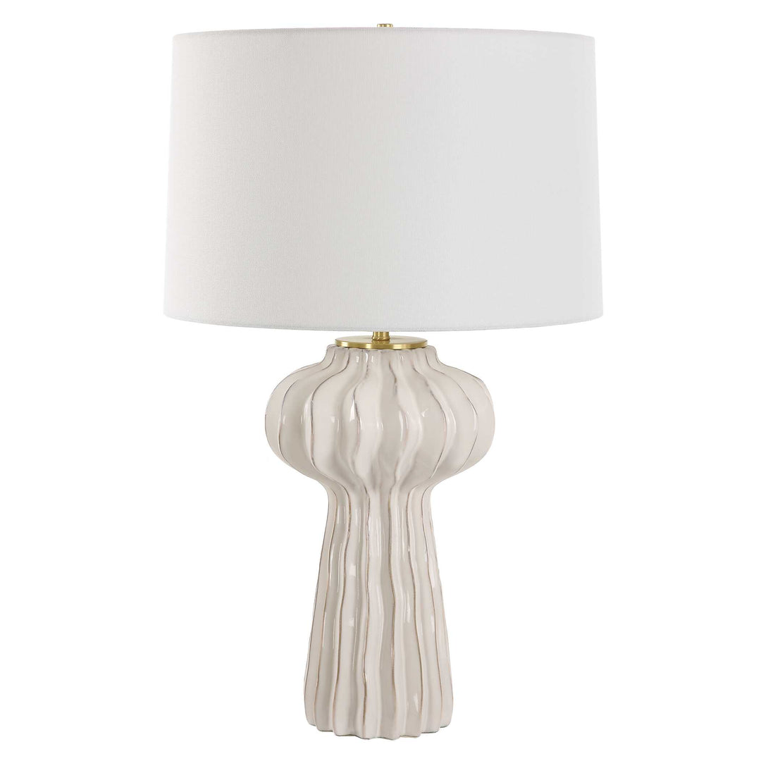 American Home Furniture Uttermost Wrenley Ridged White Table Lamp