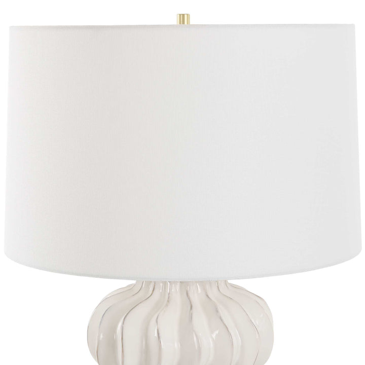 American Home Furniture Uttermost Wrenley Ridged White Table Lamp