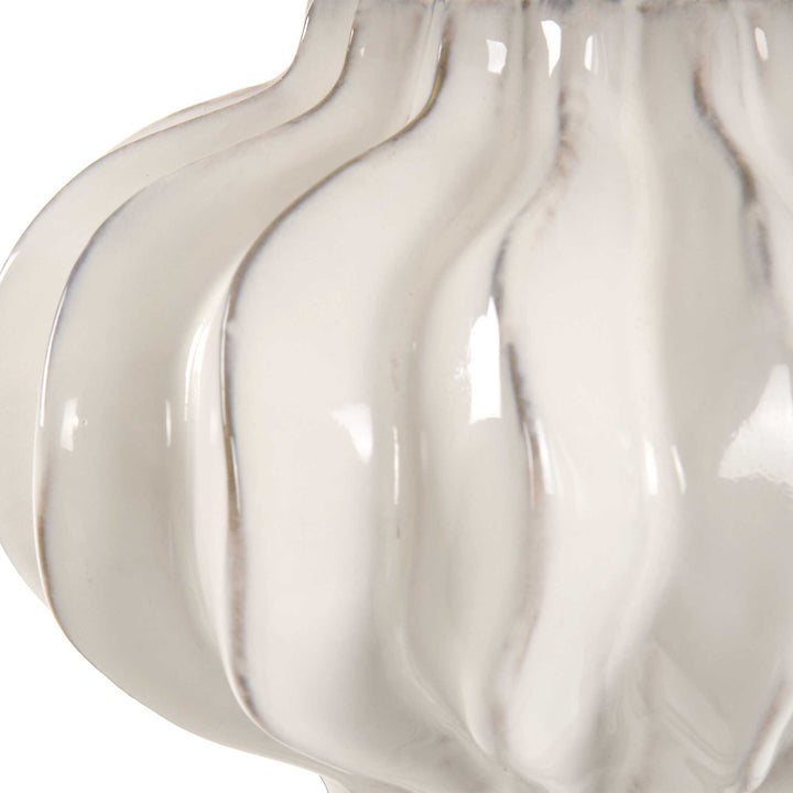 American Home Furniture Uttermost Wrenley Ridged White Table Lamp