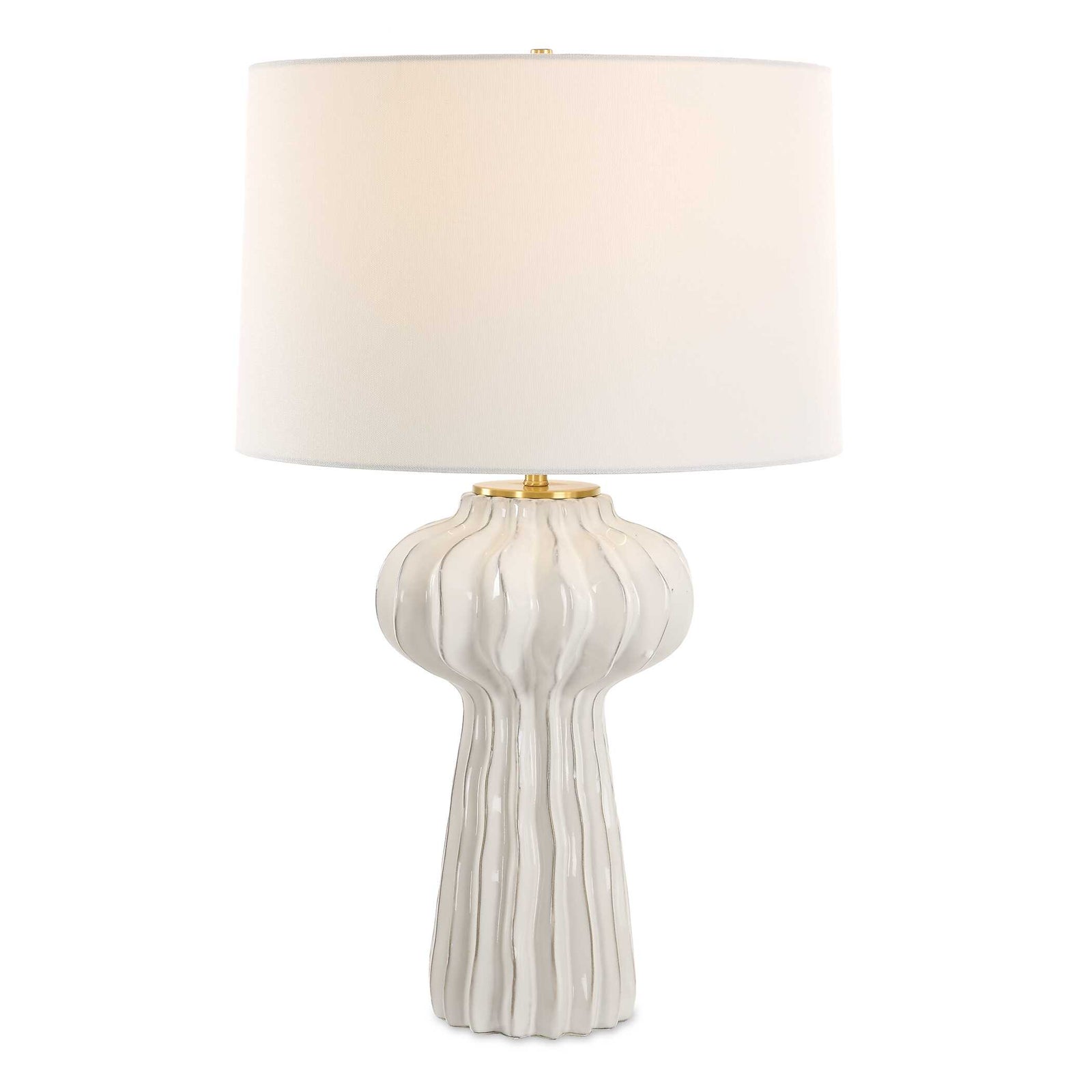 American Home Furniture Uttermost Wrenley Ridged White Table Lamp