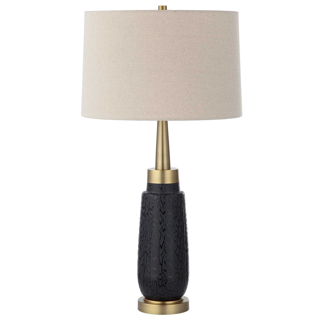 American Home Furniture Uttermost Spyglass Black Wood Grain Table Lamp