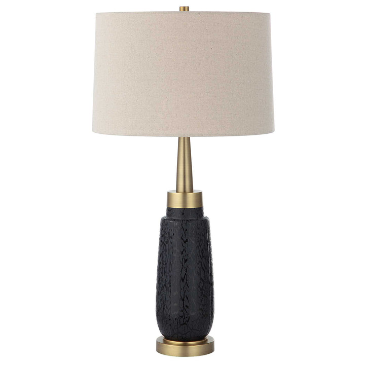 American Home Furniture Uttermost Spyglass Black Wood Grain Table Lamp
