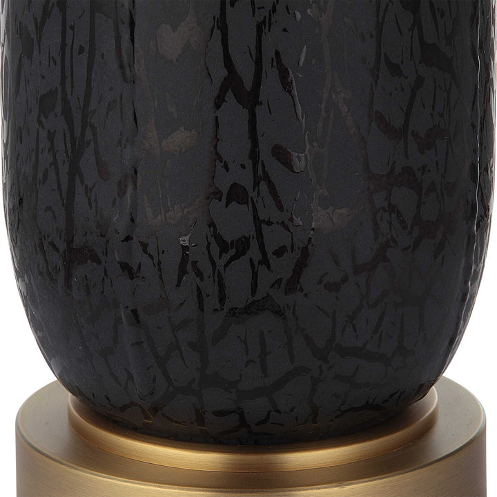 American Home Furniture Uttermost Spyglass Black Wood Grain Table Lamp