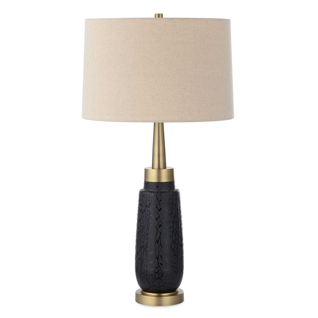 American Home Furniture Uttermost Spyglass Black Wood Grain Table Lamp