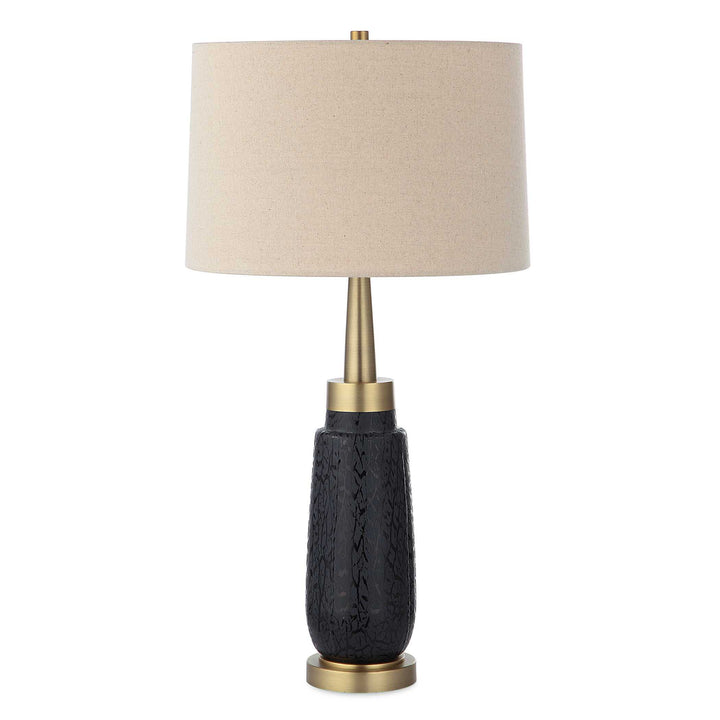 American Home Furniture Uttermost Spyglass Black Wood Grain Table Lamp