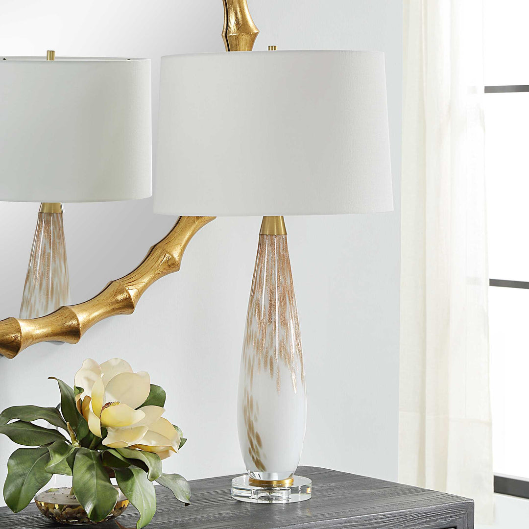 American Home Furniture Uttermost Lyra White & Gold Table Lamp