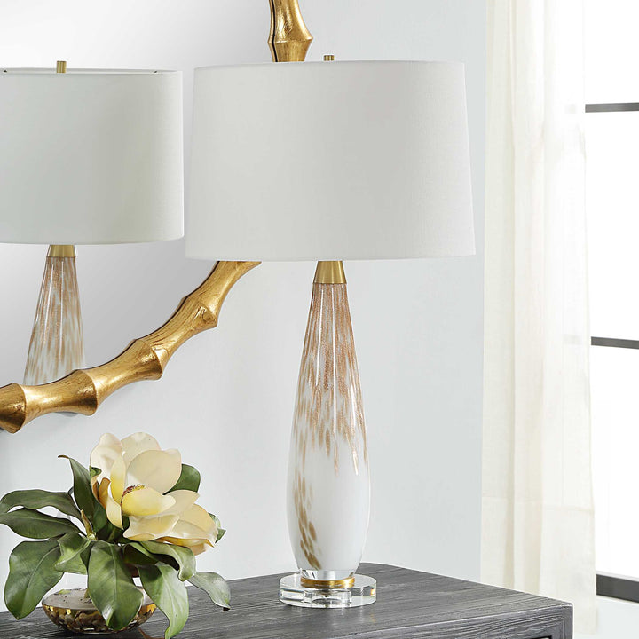 American Home Furniture Uttermost Lyra White & Gold Table Lamp
