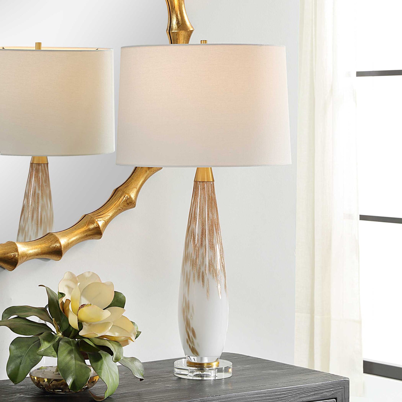 American Home Furniture Uttermost Lyra White & Gold Table Lamp