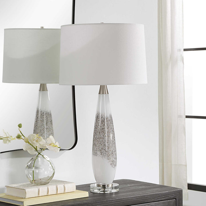 American Home Furniture Uttermost Quinn White & Silver Table Lamp