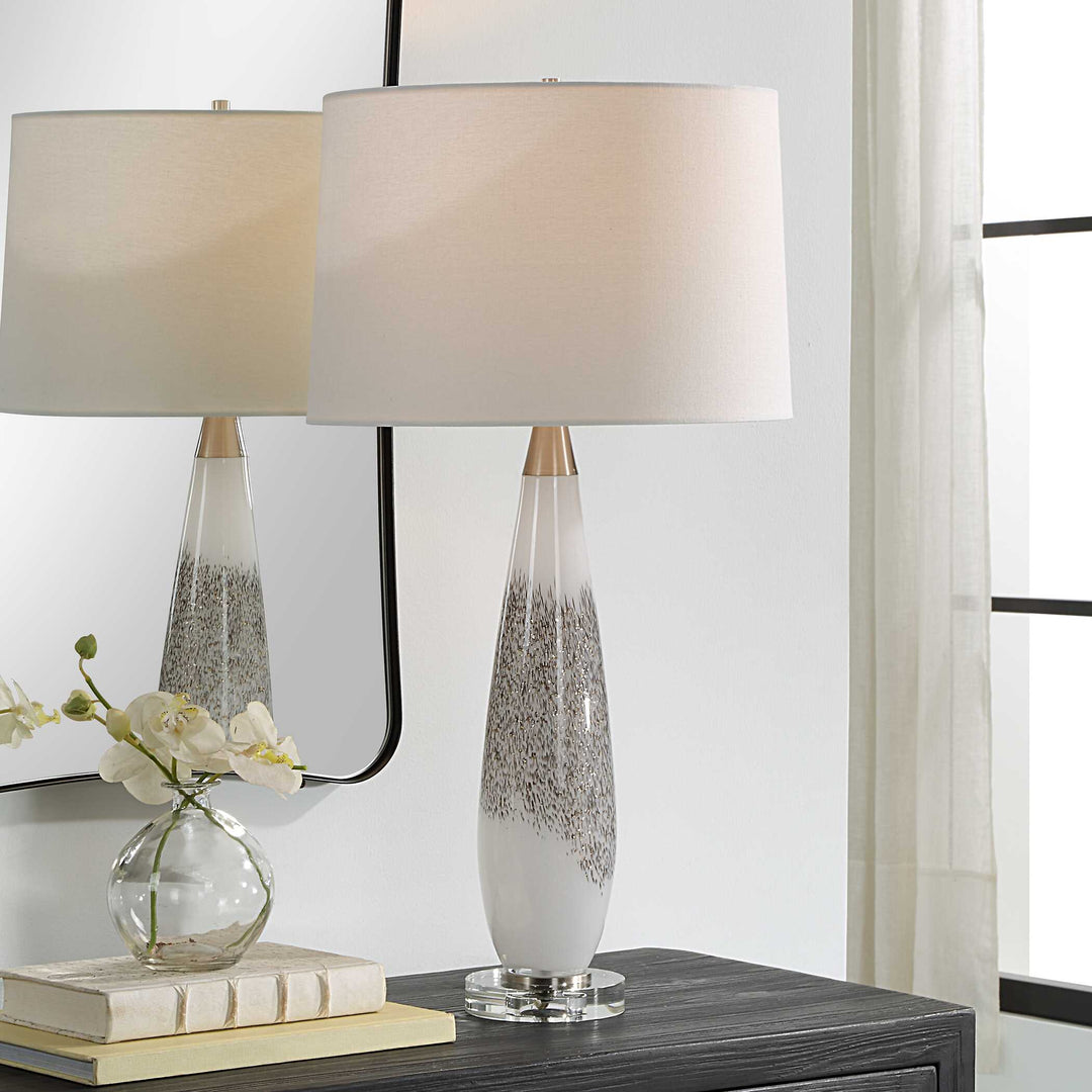 American Home Furniture Uttermost Quinn White & Silver Table Lamp