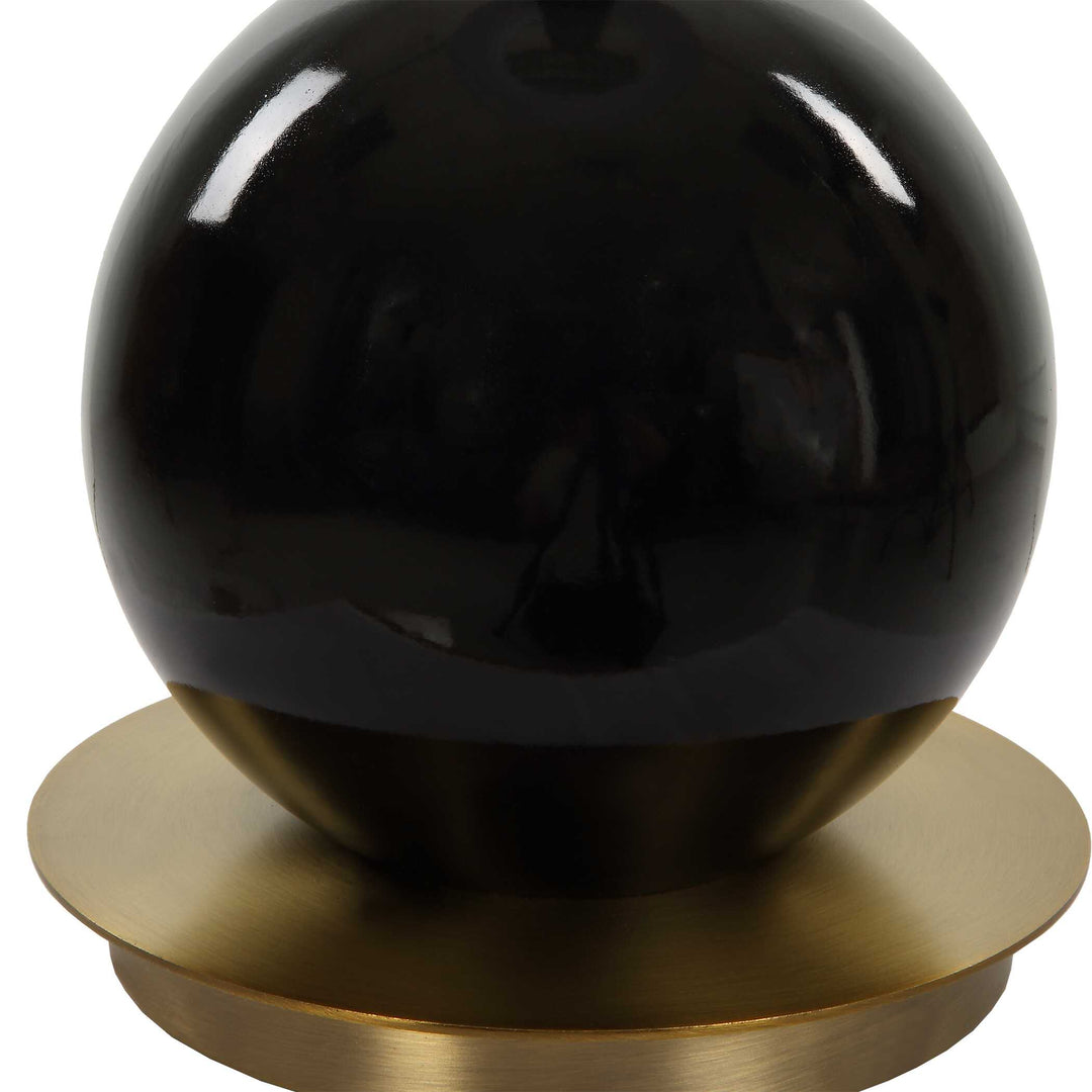American Home Furniture Uttermost Brielle Polished Black Table Lamp