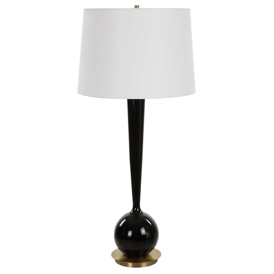 American Home Furniture Uttermost Brielle Polished Black Table Lamp