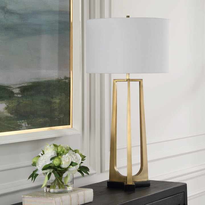 American Home Furniture | Uttermost - Crossroads Brass Table Lamp