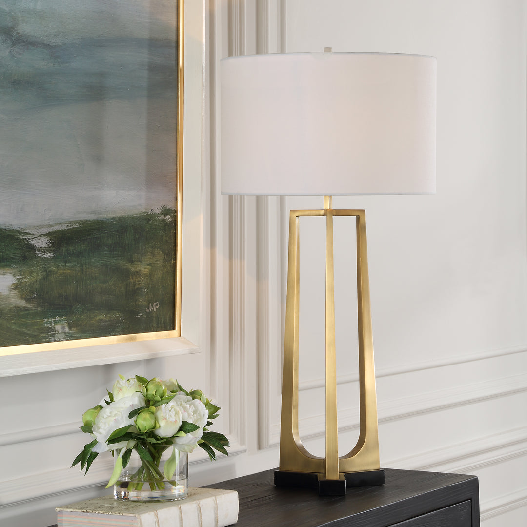 American Home Furniture | Uttermost - Crossroads Brass Table Lamp