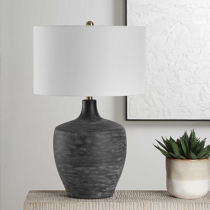 American Home Furniture Uttermost Graphite Ribbed Table Lamp