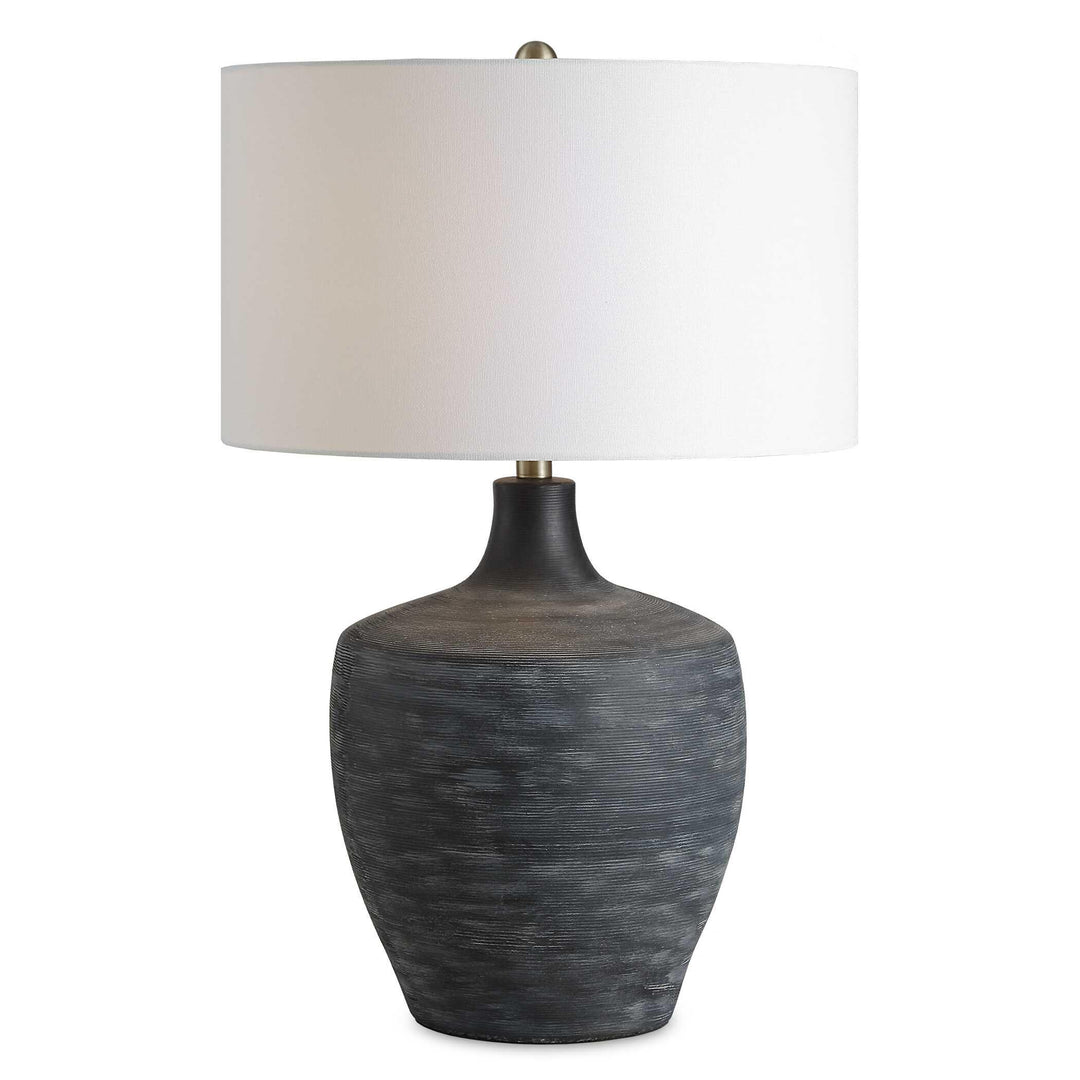 Graphite Ribbed Table Lamp - AmericanHomeFurniture