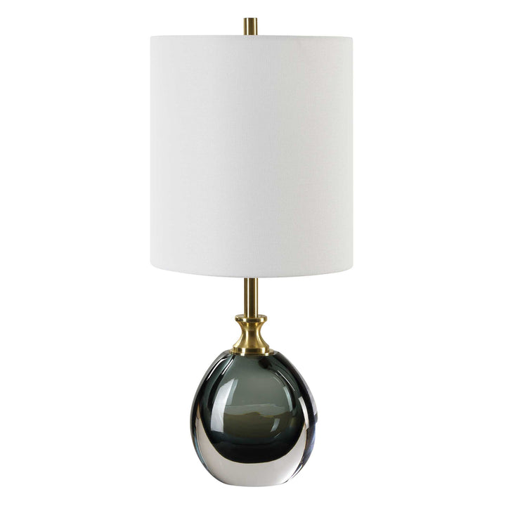 American Home Furniture Uttermost Enigma Teal Blue Glass Buffet Lamp