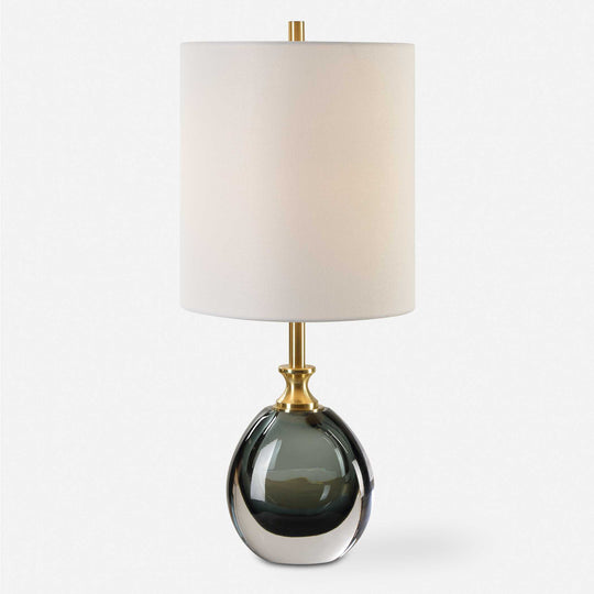 American Home Furniture Uttermost Enigma Teal Blue Glass Buffet Lamp