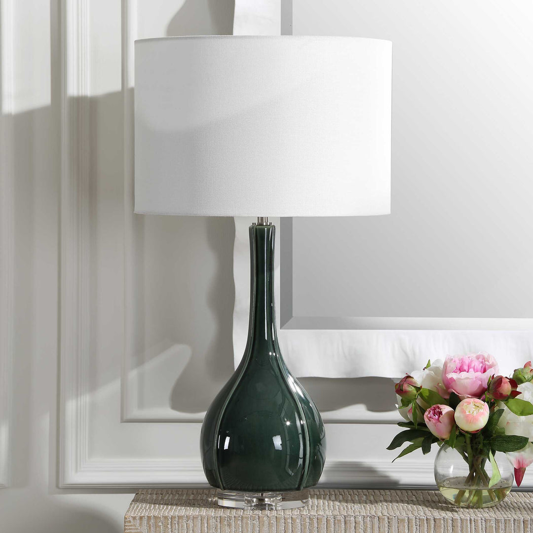American Home Furniture Uttermost Essex Green Glass Table Lamp