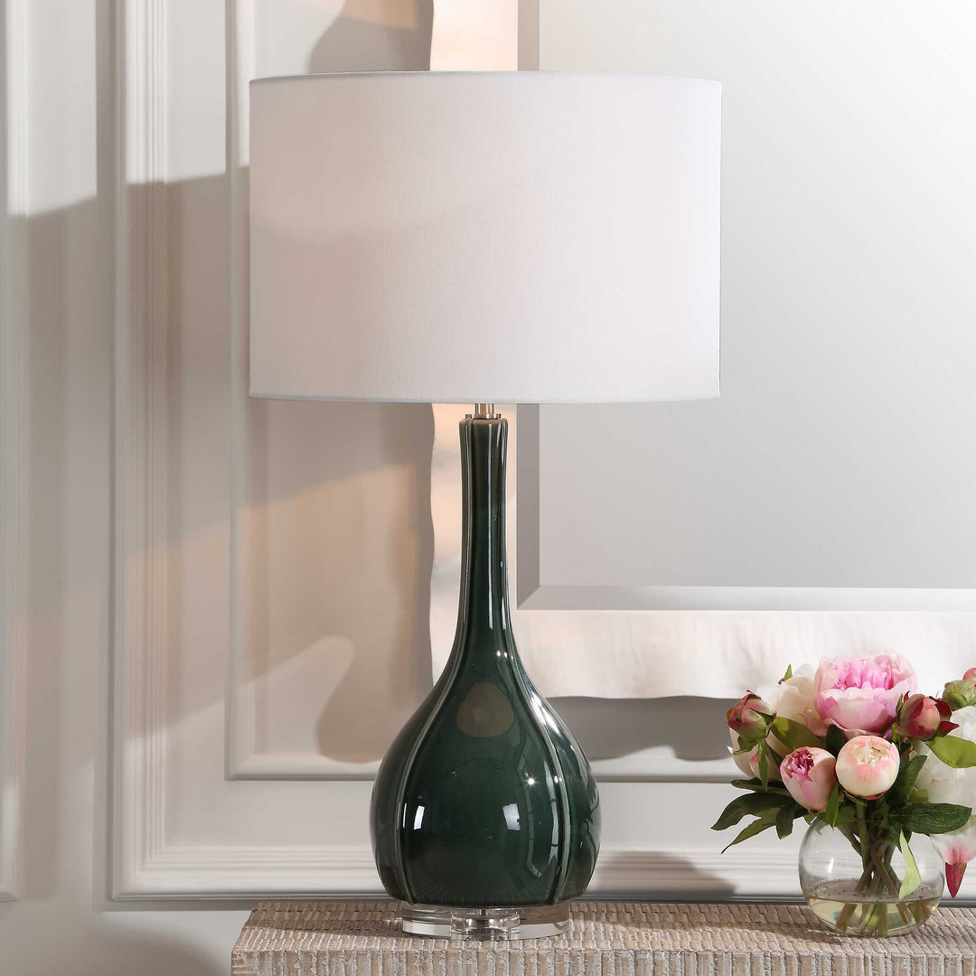 American Home Furniture Uttermost Essex Green Glass Table Lamp