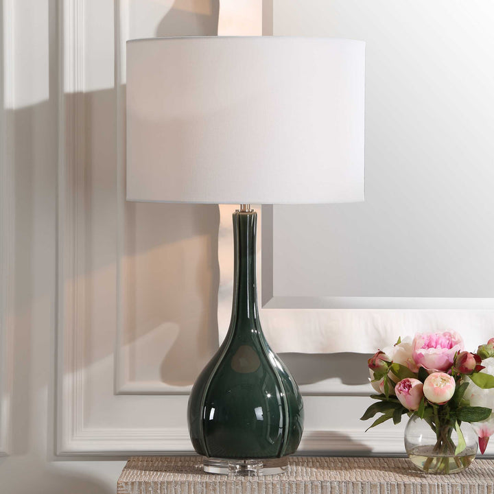 American Home Furniture Uttermost Essex Green Glass Table Lamp