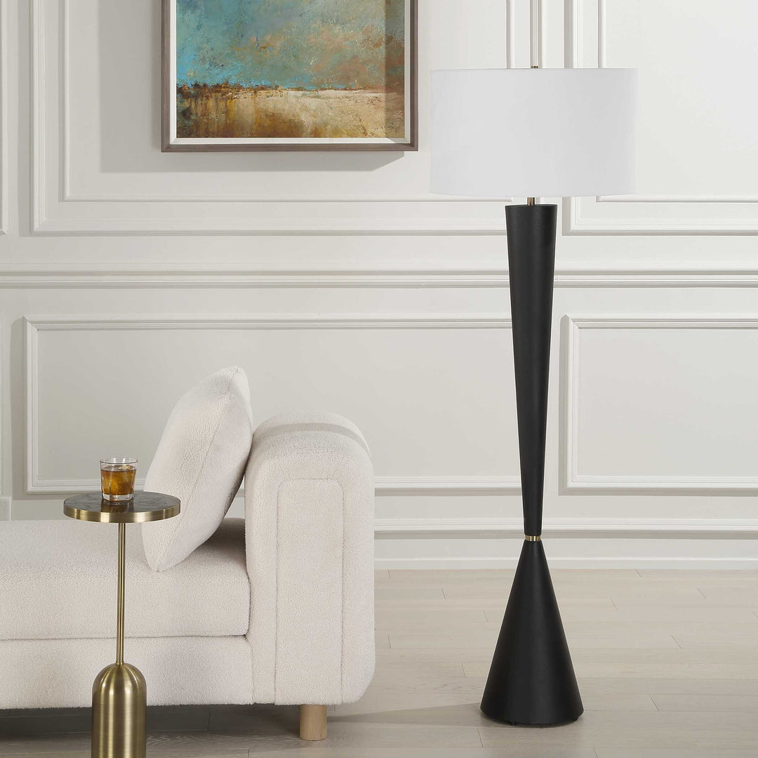 American Home Furniture Uttermost Layla Black Tapered Floor Lamp