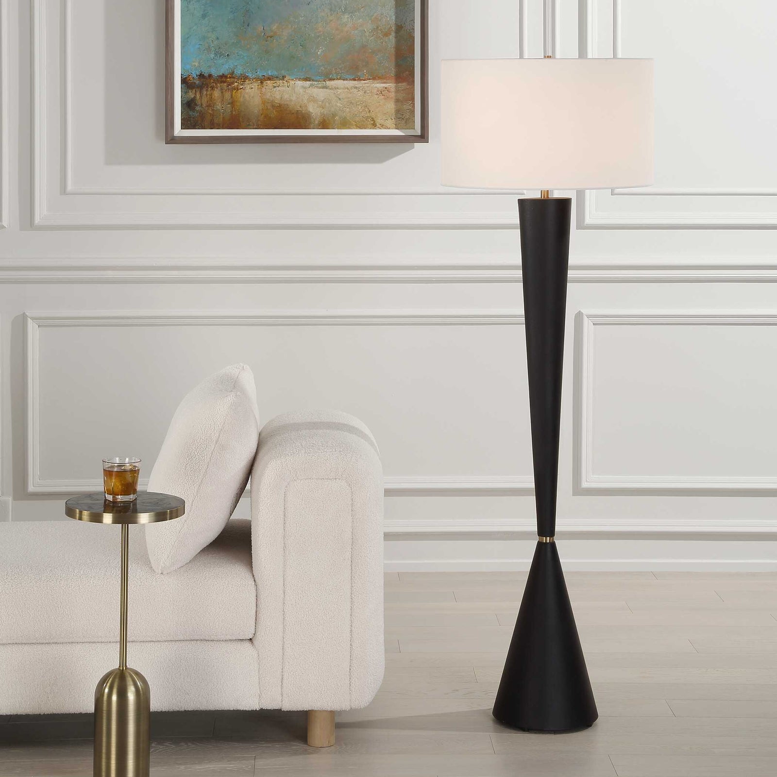 American Home Furniture Uttermost Layla Black Tapered Floor Lamp