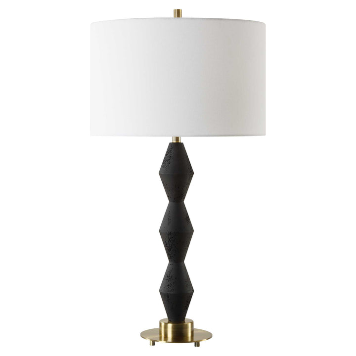 American Home Furniture Uttermost Threefold Black Stone Table Lamp