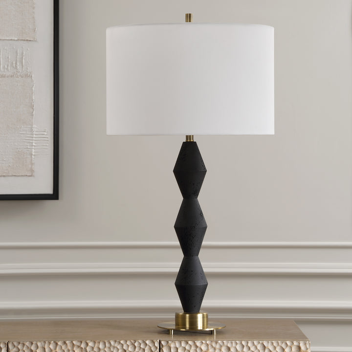 American Home Furniture | Uttermost - Threefold Black Stone Table Lamp