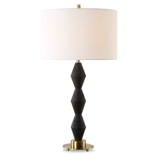 American Home Furniture Uttermost Threefold Black Stone Table Lamp