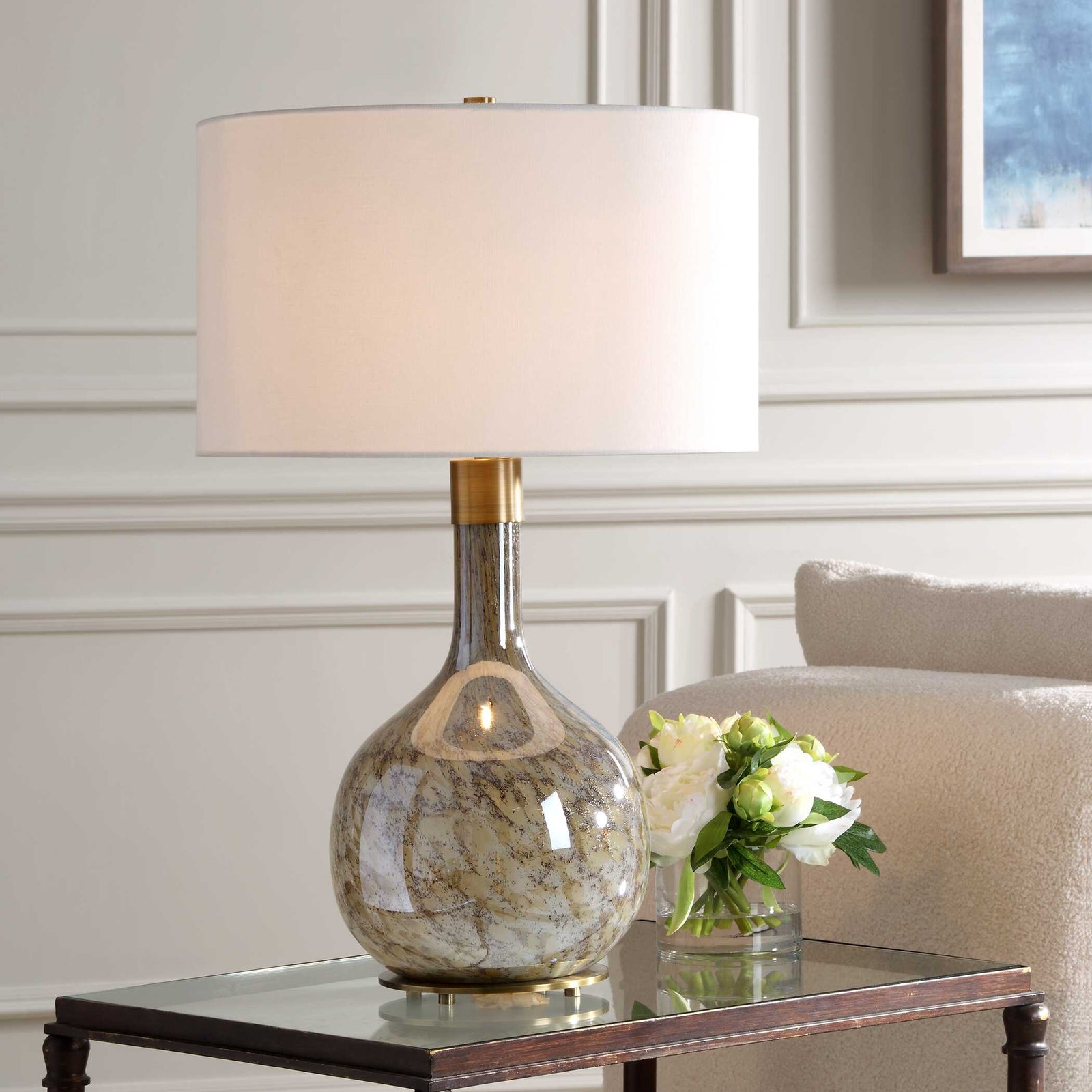 American Home Furniture Uttermost Rhine Brown Glass Table Lamp