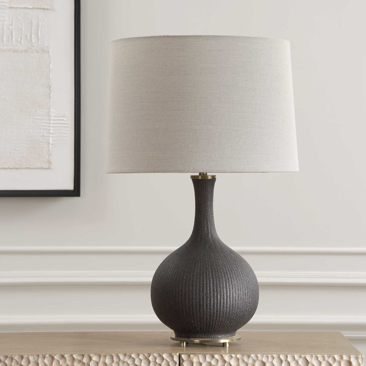 American Home Furniture Uttermost Rimini Black Glaze Table Lamp