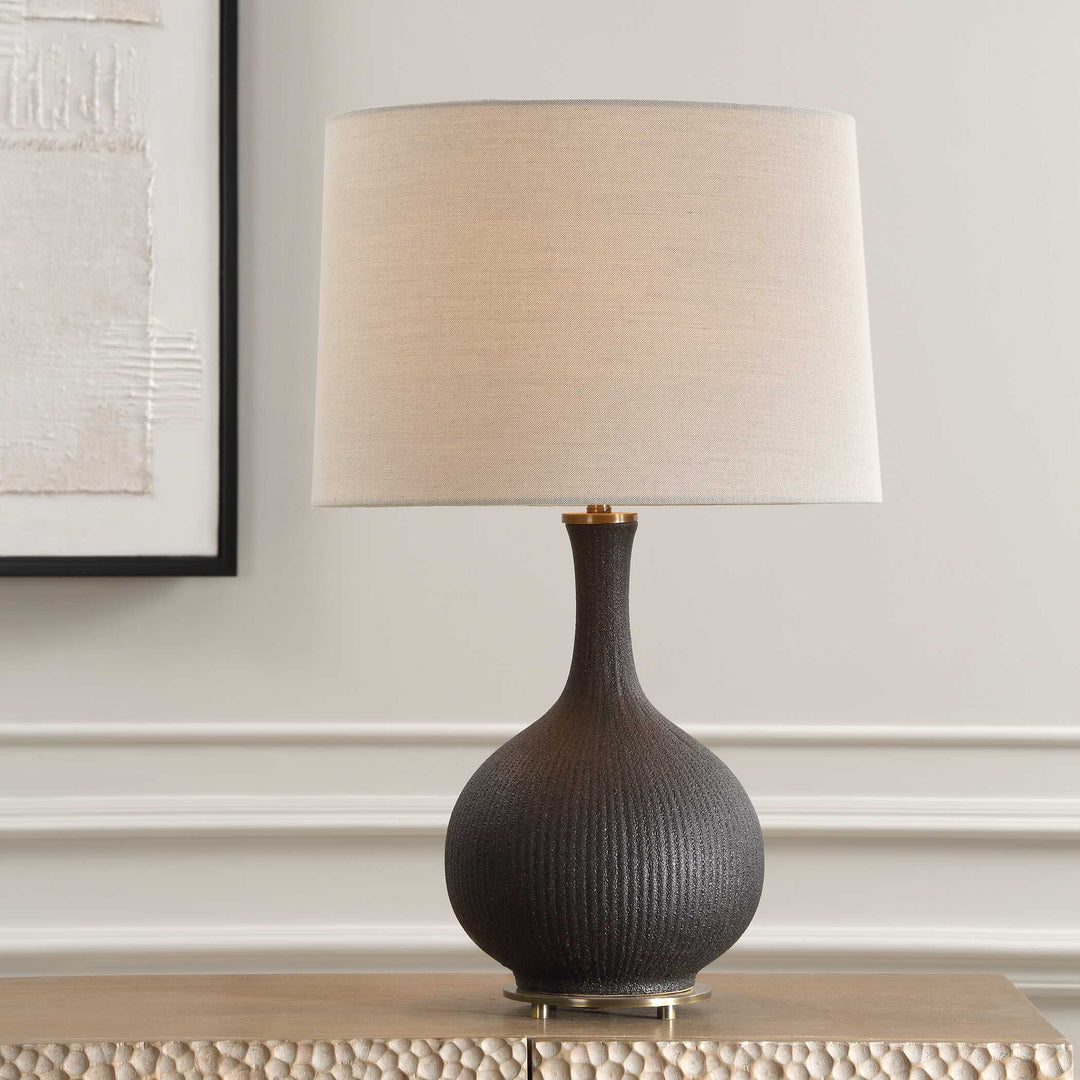 American Home Furniture Uttermost Rimini Black Glaze Table Lamp
