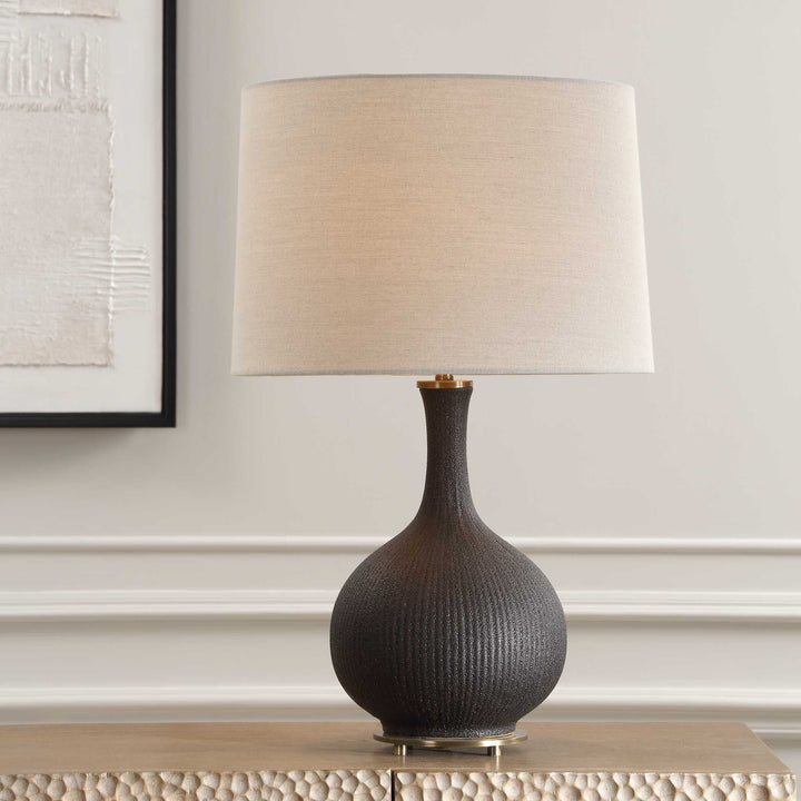 American Home Furniture Uttermost Rimini Black Glaze Table Lamp