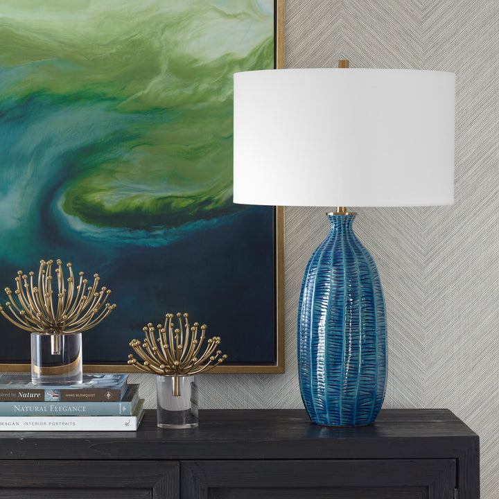 American Home Furniture | Uttermost - Bixby Blue Table Lamp