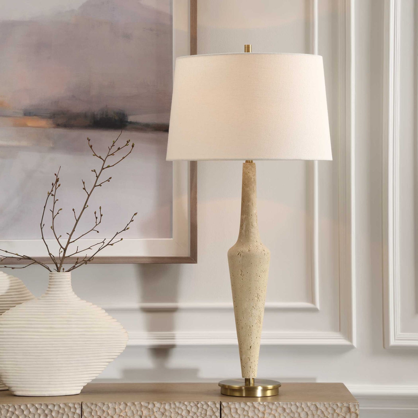 American Home Furniture Uttermost Juliet Travertine Table Lamp